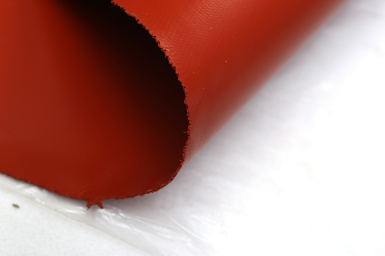 Vải sợi thủy tinh tráng silicone màu đỏ để mở rộng khớp nối cuộn vải chống cháy